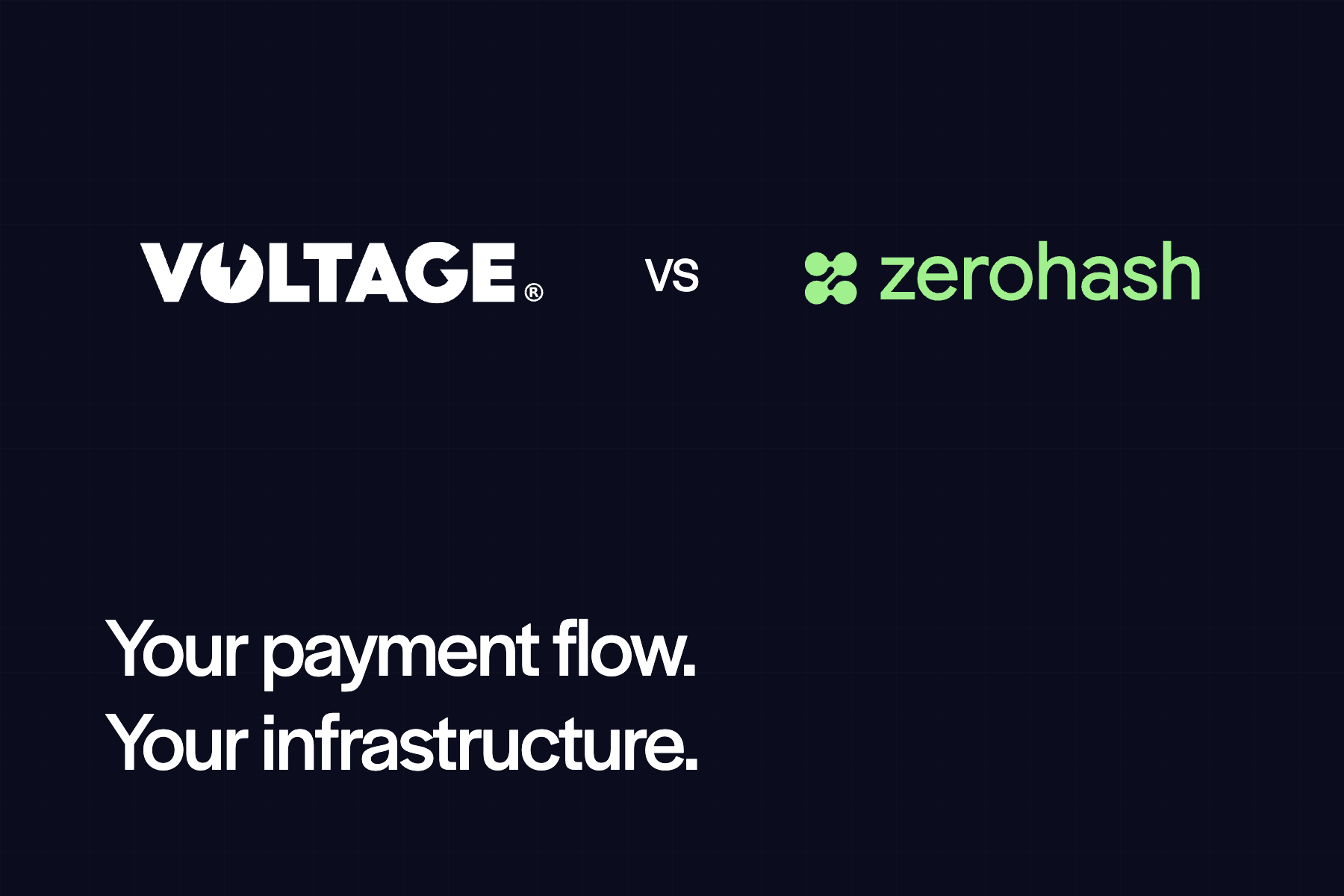 Voltage and ZeroHash logos on a dark technical grid, with the text Your payment flow. Your infrastructure.