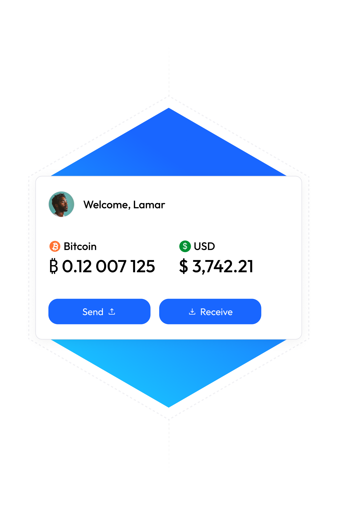 Neo-bank customer balance card and actions