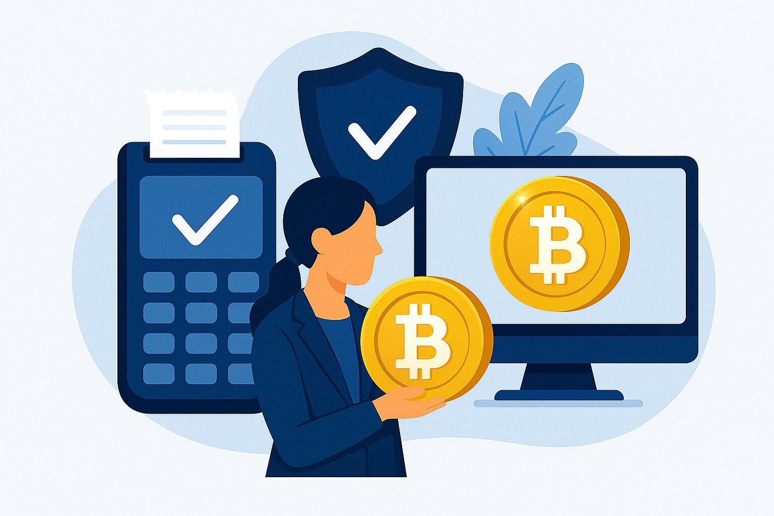 Infographic showing security benefits of Bitcoin payment processing for businesses